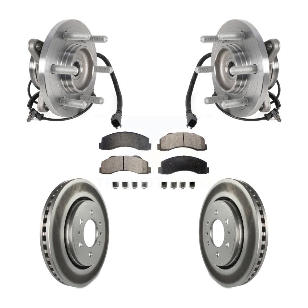 Front Hub Bearing Coated Brake Rotor & Pads Kit For Ford Expedition Lincoln Navigator 4WD KBB-126289
