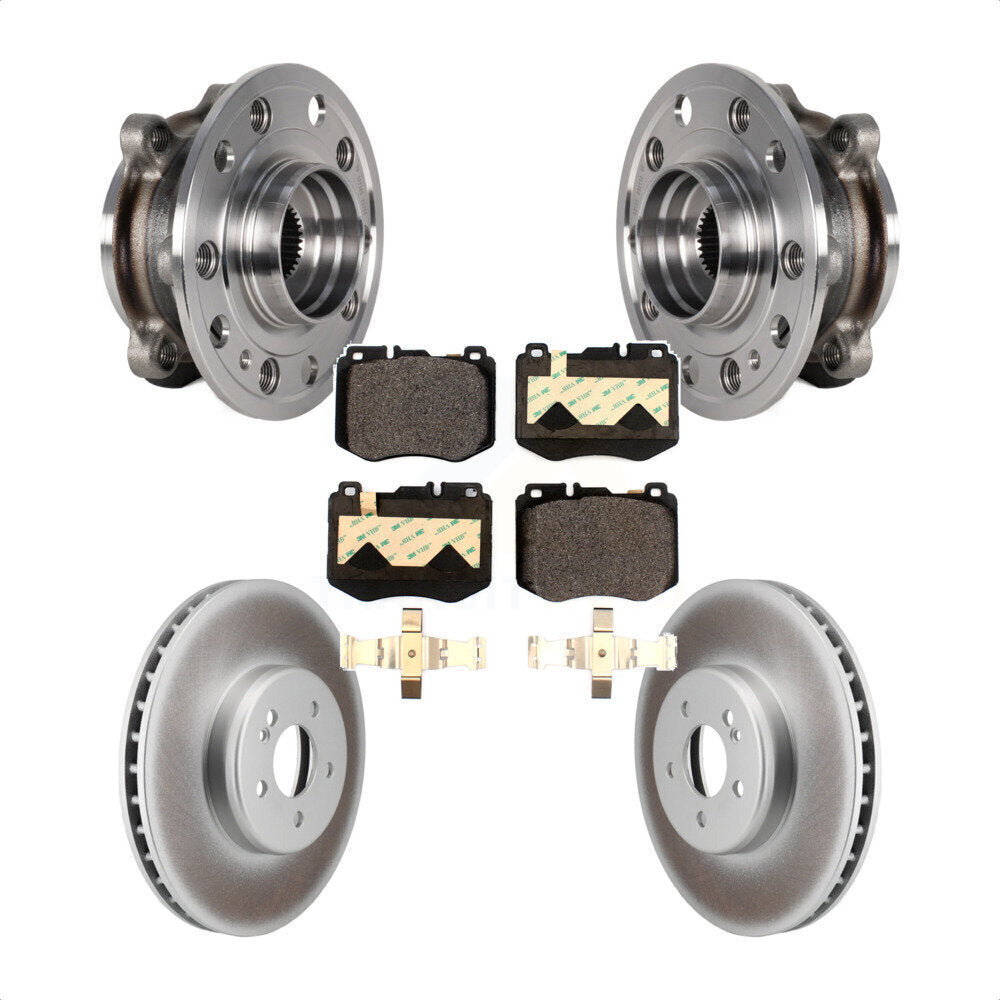 Front Hub Bearing Assembly Coated Disc Brake Rotor & Pads Kit For Mercedes-Benz C300 C400 KBB-126302