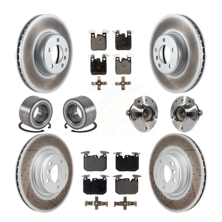 Front Rear Hub Bearing Coated Disc Brake Rotor & Pads Shoe Kit (10Pc) For BMW M235i M240i KBB-126319
