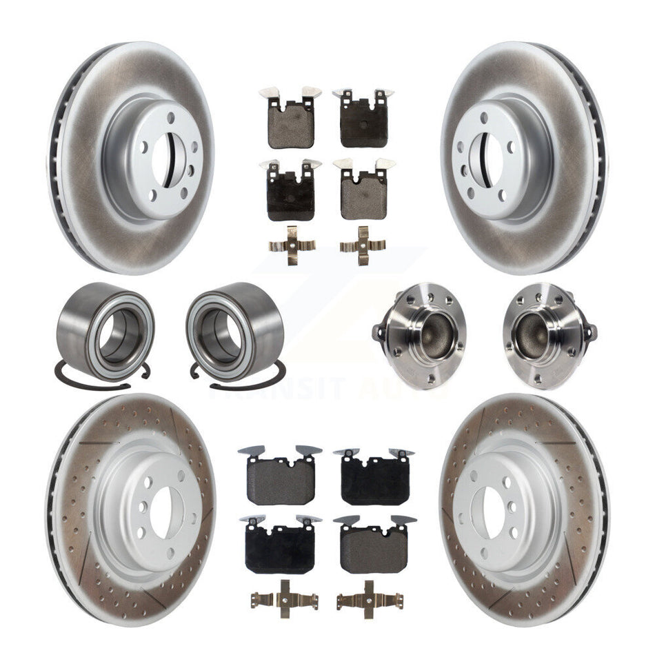 Front Rear Hub Bearing Coated Disc Brake Rotor & Pads Shoe Kit (10Pc) For BMW M235i M240i KBB-126319