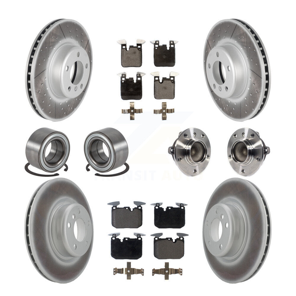 Front Rear Hub Bearing Coated Disc Brake Rotor & Pads Shoe Kit (10Pc) For BMW M235i M240i KBB-126322