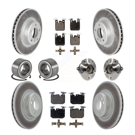 Front Rear Hub Bearing Coated Disc Brake Rotor & Pads Shoe Kit (10Pc) For BMW M235i M240i KBB-126322