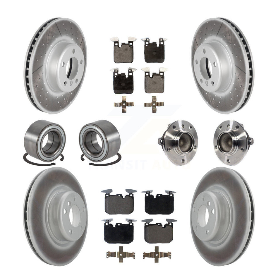 Front Rear Hub Bearing Coated Disc Brake Rotor & Pads Shoe Kit (10Pc) For BMW M235i M240i KBB-126322