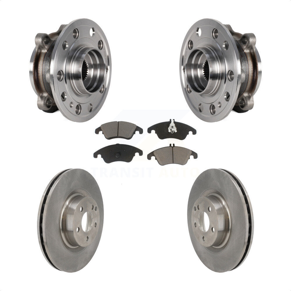 Front Hub Bearing Assembly Disc Brake Rotors And Pads Kit For 2017 Mercedes-Benz E400 AWD KBB-126356