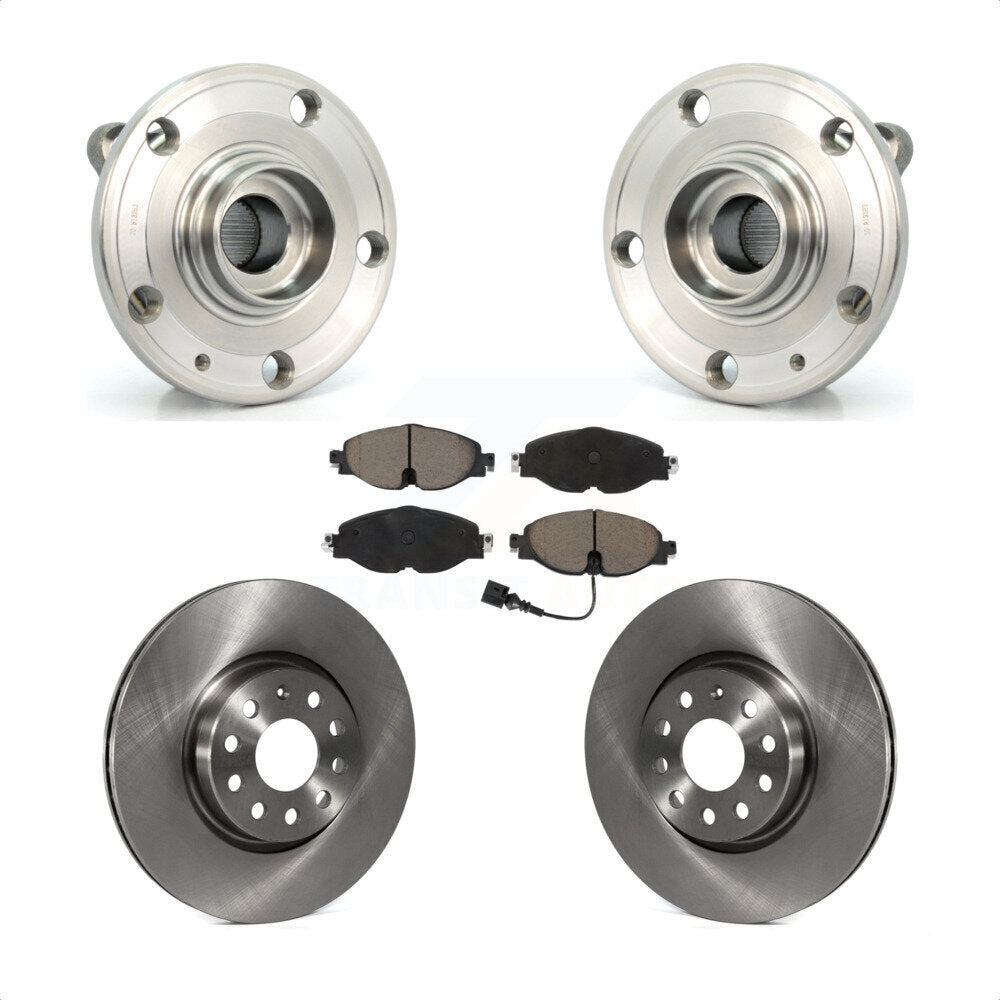 Front Hub Bearing Assembly Disc Brake Rotors And Ceramic Pads Kit For Volkswagen Passat KBB-126372