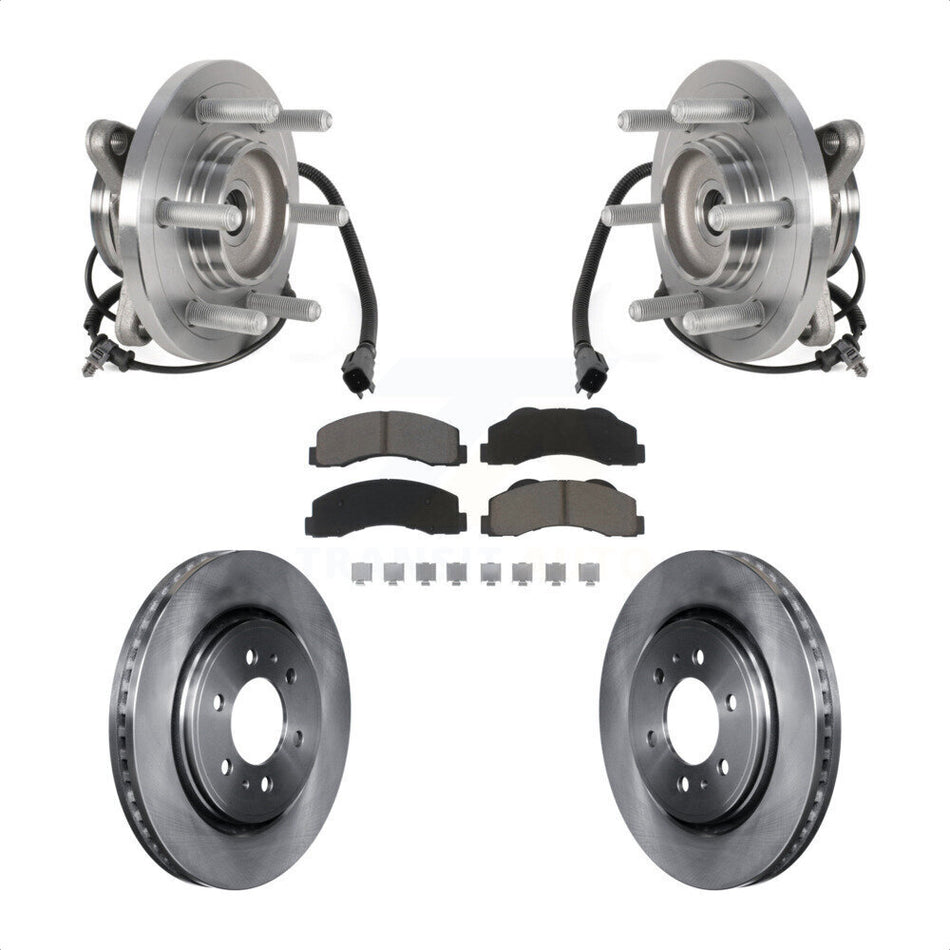 Front Hub Bearing Brake Rotor Pad Kit For 2015-2017 Ford Expedition Lincoln Navigator 4WD KBB-126374
