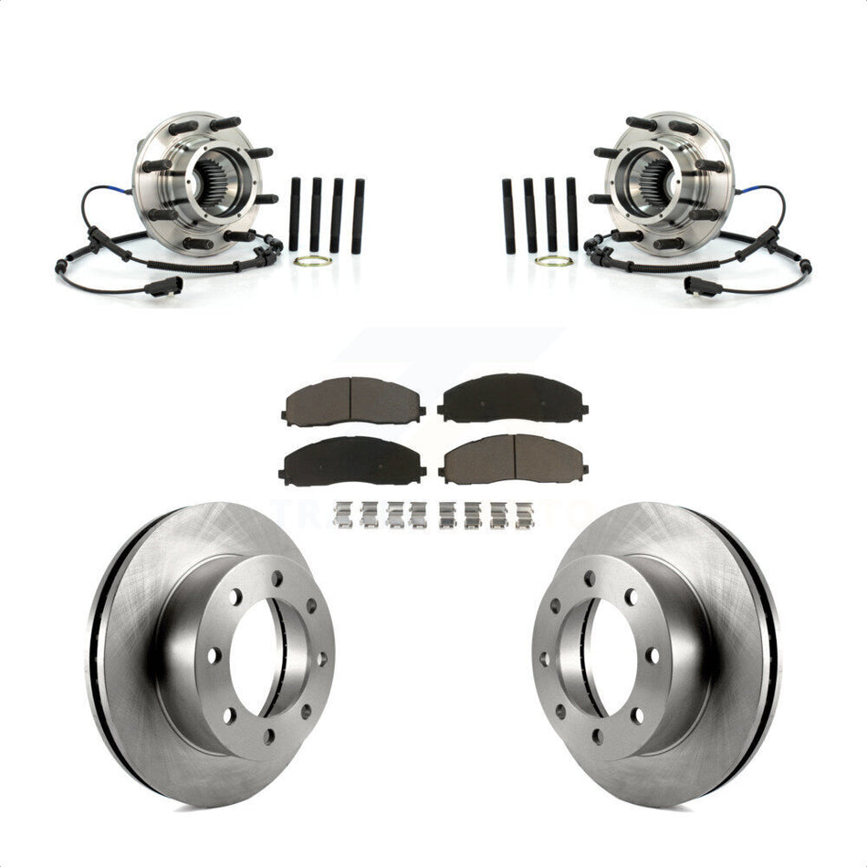 Front Hub Bearing Assembly Disc Brake Rotor & Pads Kit For 2013 Ford F-250 Super Duty 4WD KBB-126379