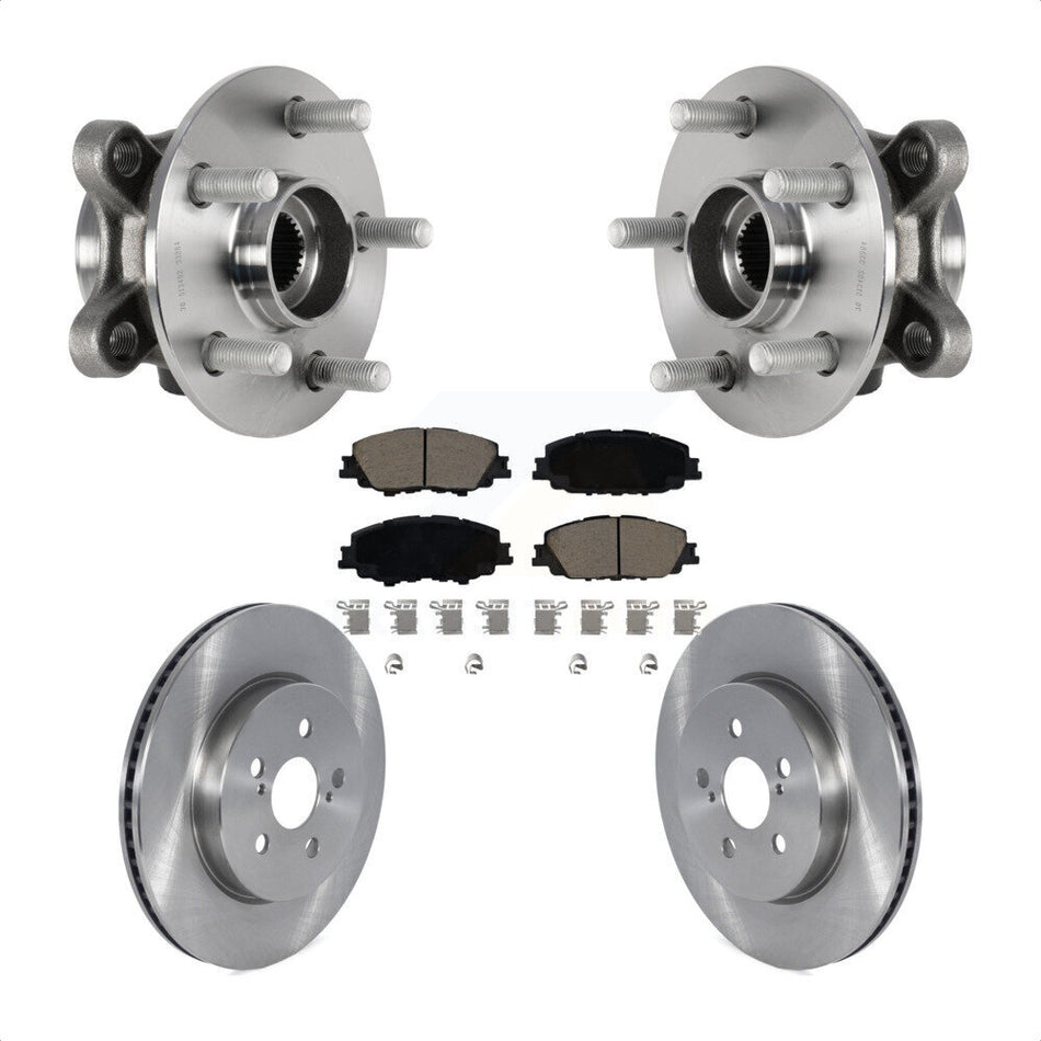 Front Hub Bearing Assembly Disc Brake Rotors And Pads Kit For Toyota Corolla Prius Prime KBB-126389