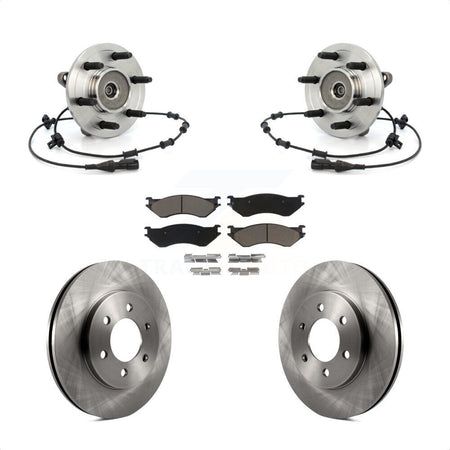 Front Hub Bearing Brake Rotor & Pad Kit For Lincoln Navigator 4WD with Coil front springs KBB-126390