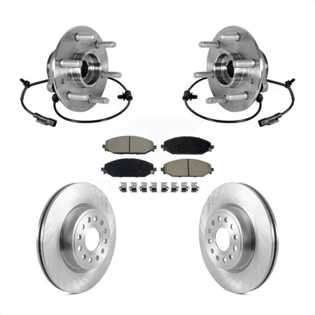 Front Hub Bearing Assembly Brake Rotor & Pads Kit For Ram 1500 Without 22" Factory Wheels KBB-126396