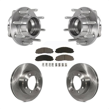 Front Hub Bearing Disc Brake Rotor Pads Kit For 2017-2022 Ford F-350 Super Duty F-250 4WD KBB-126397