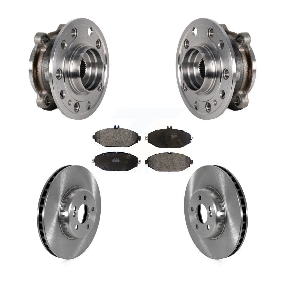 Front Hub Bearing Brake Rotor Pads Kit For 15-21 Mercedes-Benz C300 Without Sport Package KBB-126415