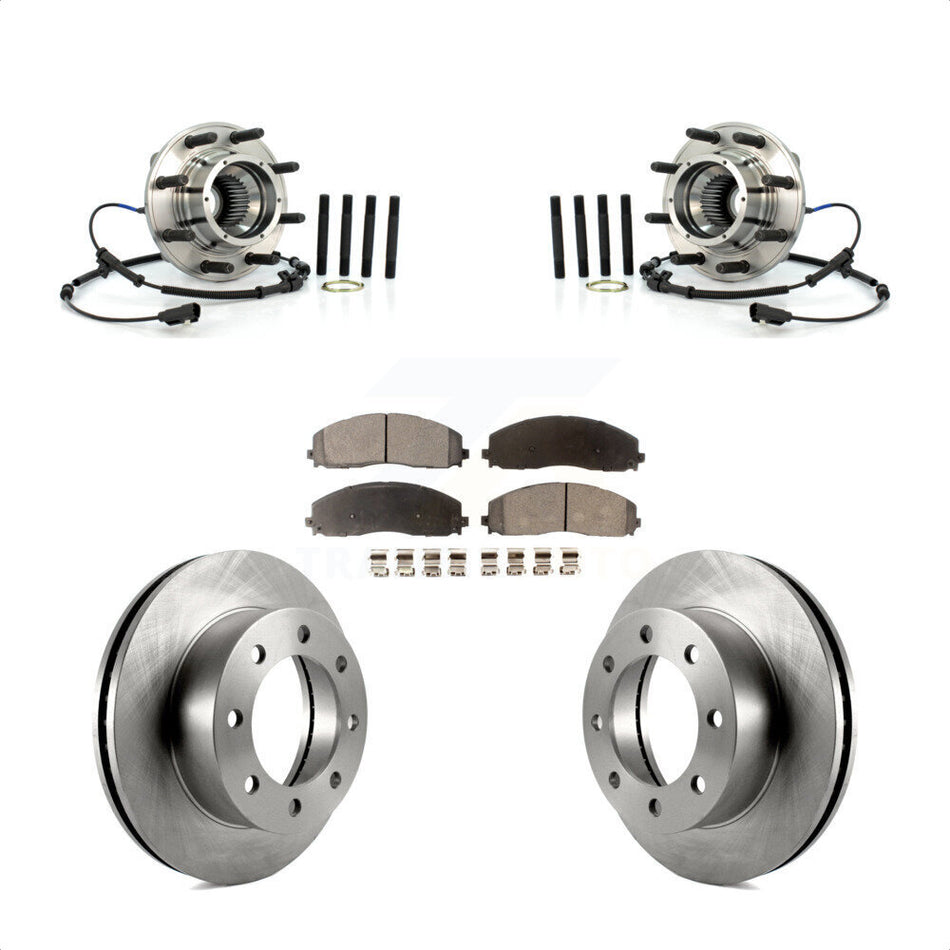 Front Hub Bearing Assembly Disc Brake Rotor & Pads Kit For 2013 Ford F-250 Super Duty 4WD KBB-126420