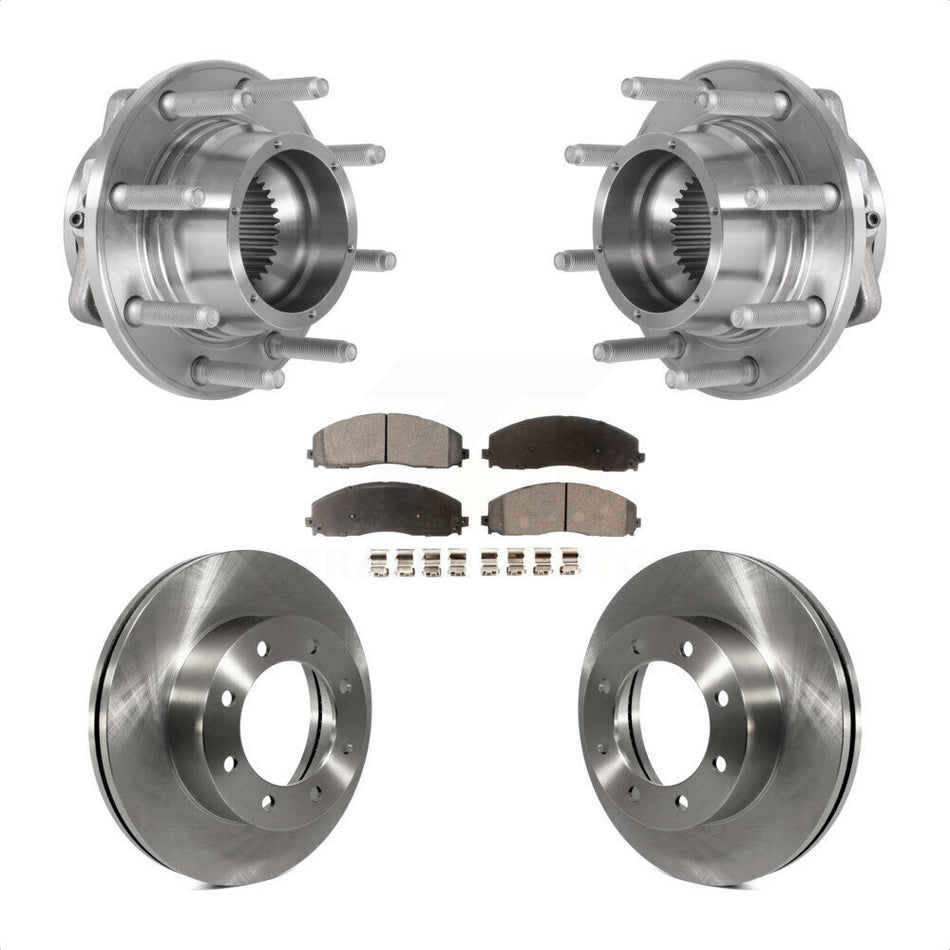 Front Hub Bearing Disc Brake Rotor Pads Kit For 2017-2022 Ford F-350 Super Duty F-250 4WD KBB-126426