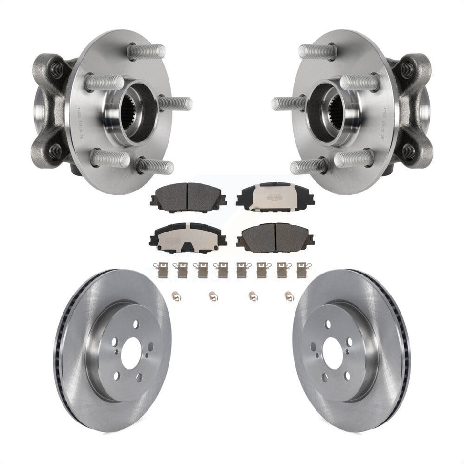 Front Hub Bearing Assembly Disc Brake Rotors And Pads Kit For Toyota Corolla Prius Prime KBB-126433