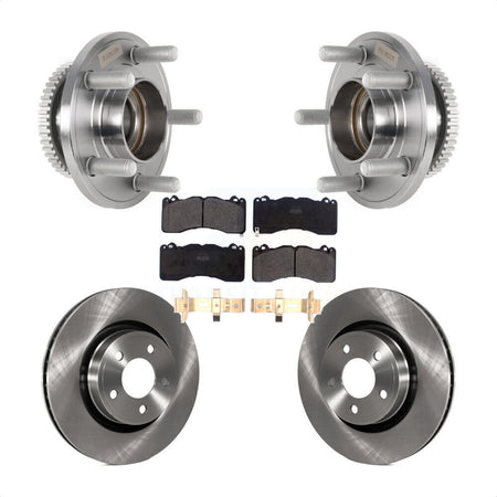 Front Hub Bearing Disc Brake Rotor & Pads Kit For 2015 Ford Mustang V6 With Brembo Brakes KBB-126436