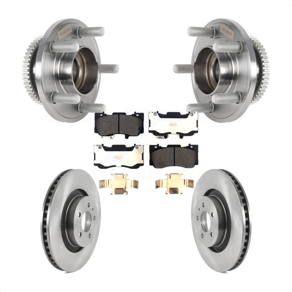 Front Hub Bearing Assembly Disc Brake Rotors And Semi-Metallic Pads Kit For Ford Mustang KBB-126437