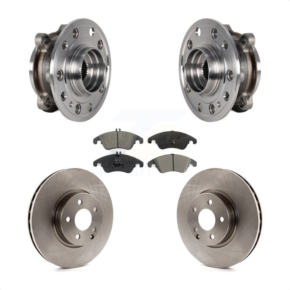 Front Hub Bearing Assembly Disc Brake Rotors And Pads Kit For 2017 Mercedes-Benz E400 AWD KBB-126446
