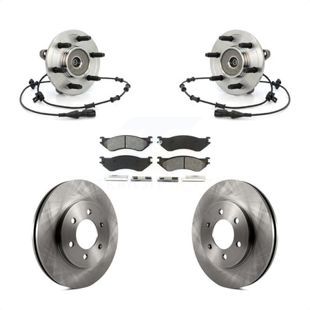 Front Hub Bearing Brake Rotor & Pad Kit For Lincoln Navigator 4WD with Coil front springs KBB-126468
