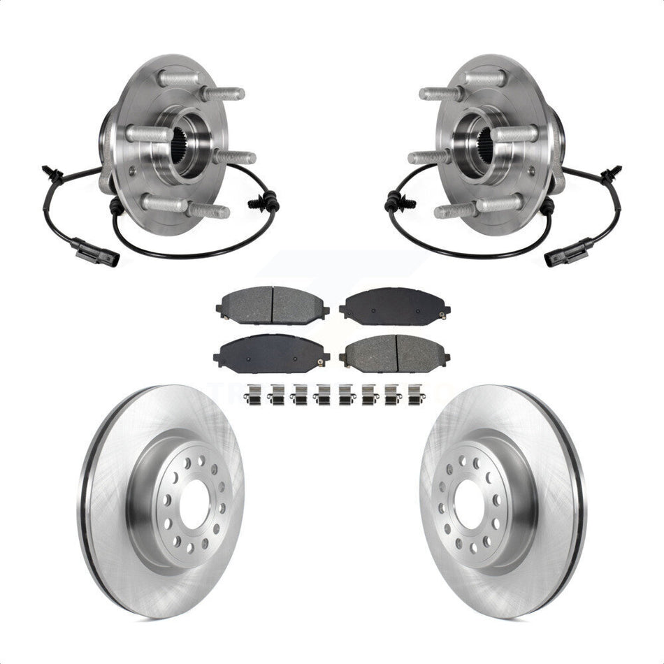 Front Hub Bearing Assembly Brake Rotor & Pads Kit For Ram 1500 Without 22" Factory Wheels KBB-126473