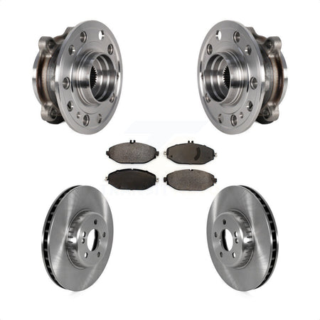 Front Hub Bearing Brake Rotor Pads Kit For 15-21 Mercedes-Benz C300 Without Sport Package KBB-126480