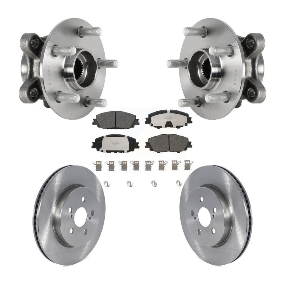 Front Hub Bearing Assembly Disc Brake Rotors And Pads Kit For Toyota Corolla Prius Prime KBB-126494