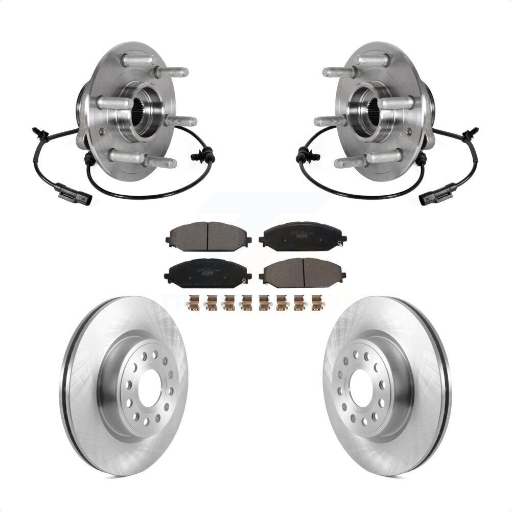 Front Hub Bearing Assembly Brake Rotor & Pads Kit For Ram 1500 Without 22" Factory Wheels KBB-126503
