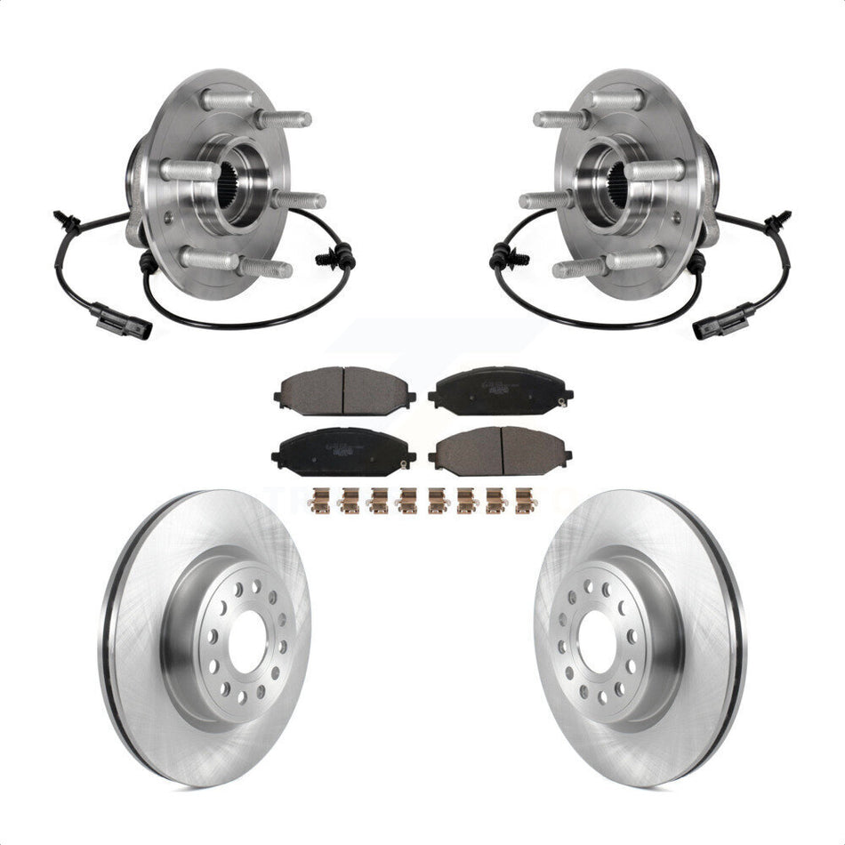 Front Hub Bearing Assembly Brake Rotor & Pads Kit For Ram 1500 Without 22" Factory Wheels KBB-126503