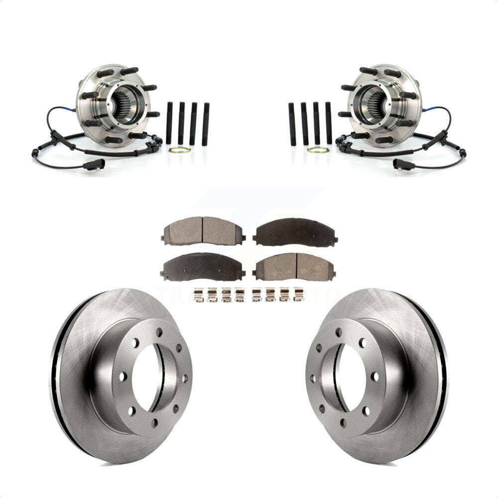Front Hub Bearing Assembly Disc Brake Rotor & Pads Kit For 2013 Ford F-250 Super Duty 4WD KBB-126506