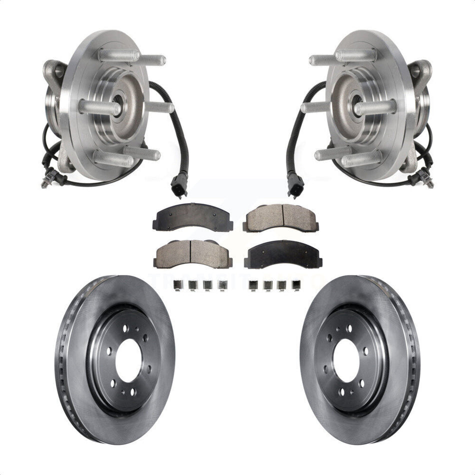 Front Hub Bearing Brake Rotor Pad Kit For 2015-2017 Ford Expedition Lincoln Navigator 4WD KBB-126512