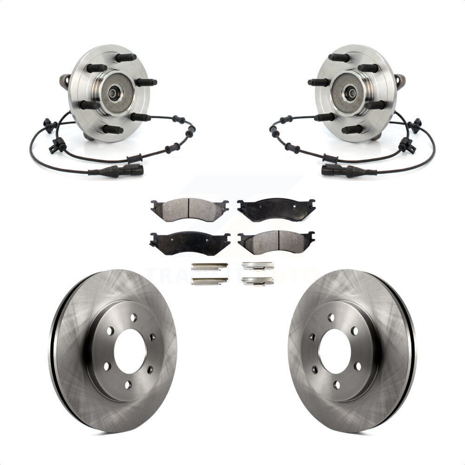 Front Hub Bearing Brake Rotor & Pad Kit For Lincoln Navigator 4WD with Coil front springs KBB-126514