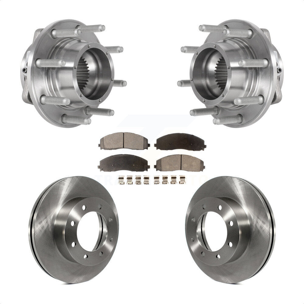 Front Hub Bearing Disc Brake Rotor Pads Kit For 2017-2022 Ford F-350 Super Duty F-250 4WD KBB-126522