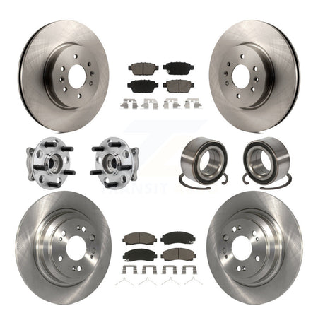 Front Rear Hub Bearings Disc Brake Rotors And Pads Kit (10Pc) For 2009-2013 Acura TL AWD KBB-126529