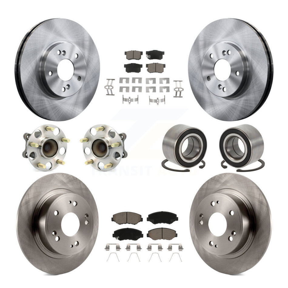 Front Rear Wheel Hub Bearing Disc Brake Rotor And Ceramic Pad Kit (10Pc) For Honda Accord KBB-126531