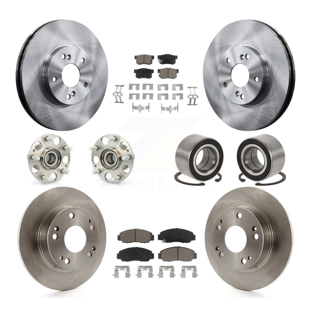 Front Rear Wheel Hub Bearing Disc Brake Rotor And Ceramic Pad Kit (10Pc) For Honda Accord KBB-126532
