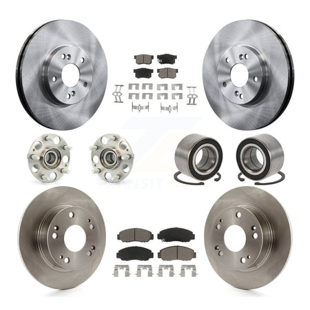Front Rear Wheel Hub Bearing Disc Brake Rotor And Ceramic Pad Kit (10Pc) For Honda Accord KBB-126532