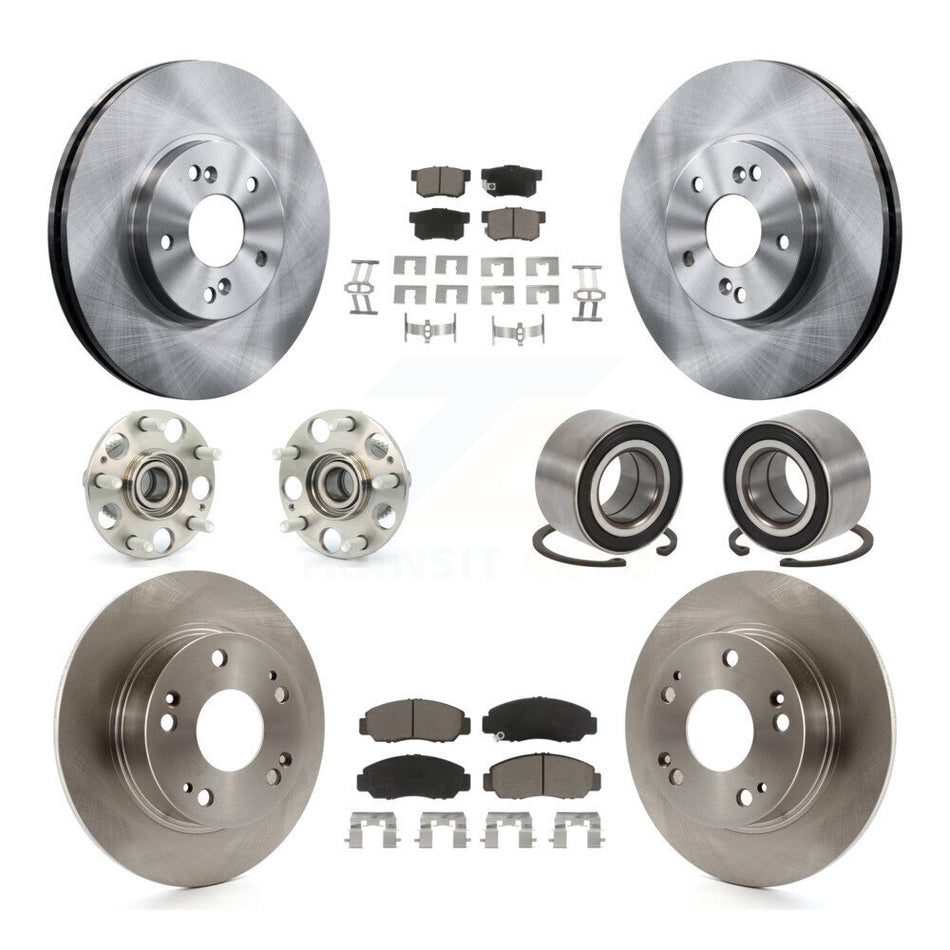 Front Rear Wheel Hub Bearing Disc Brake Rotor And Ceramic Pad Kit (10Pc) For Honda Accord KBB-126532