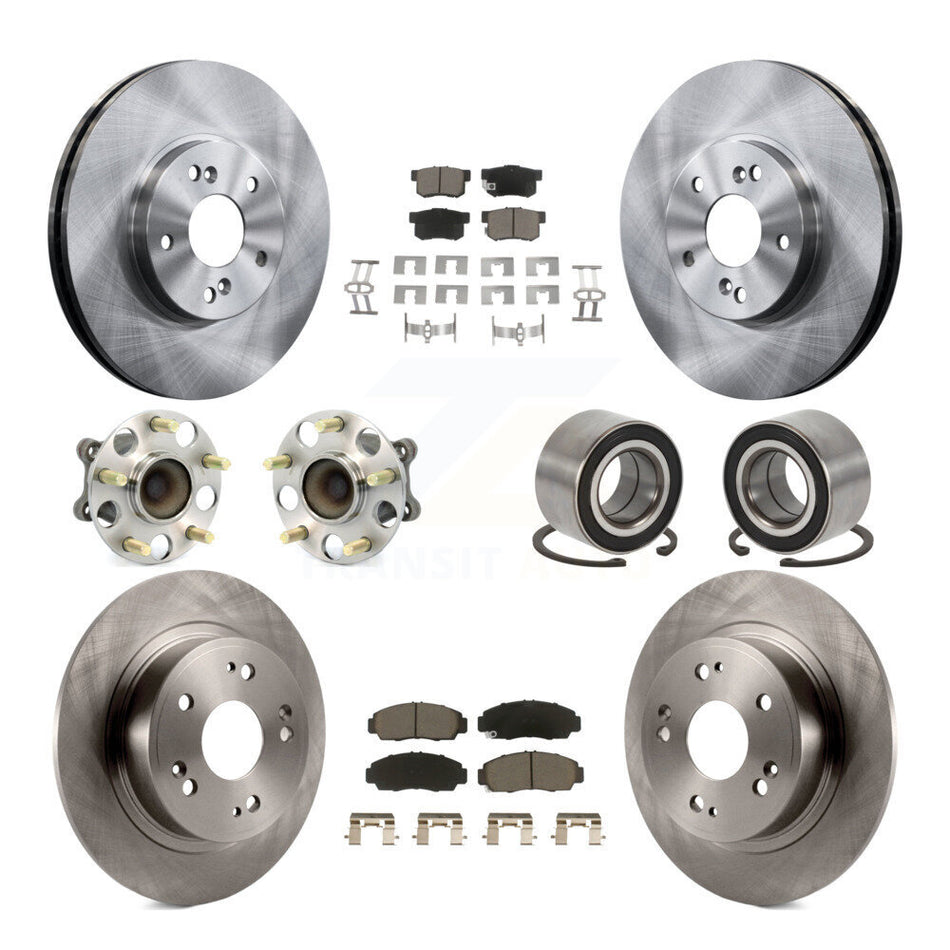 Front Rear Wheel Hub Bearing Disc Brake Rotor And Ceramic Pad Kit (10Pc) For Honda Accord KBB-126533