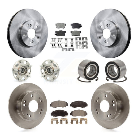 Front Rear Hub Bearing Disc Brake Rotor And Semi-Metallic Pad Kit (10Pc) For Honda Accord KBB-126541