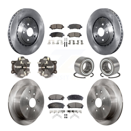 Front Rear Hub Bearing Assembly Disc Brake Rotor And Pad Kit (10Pc) For Toyota Highlander KBB-126554