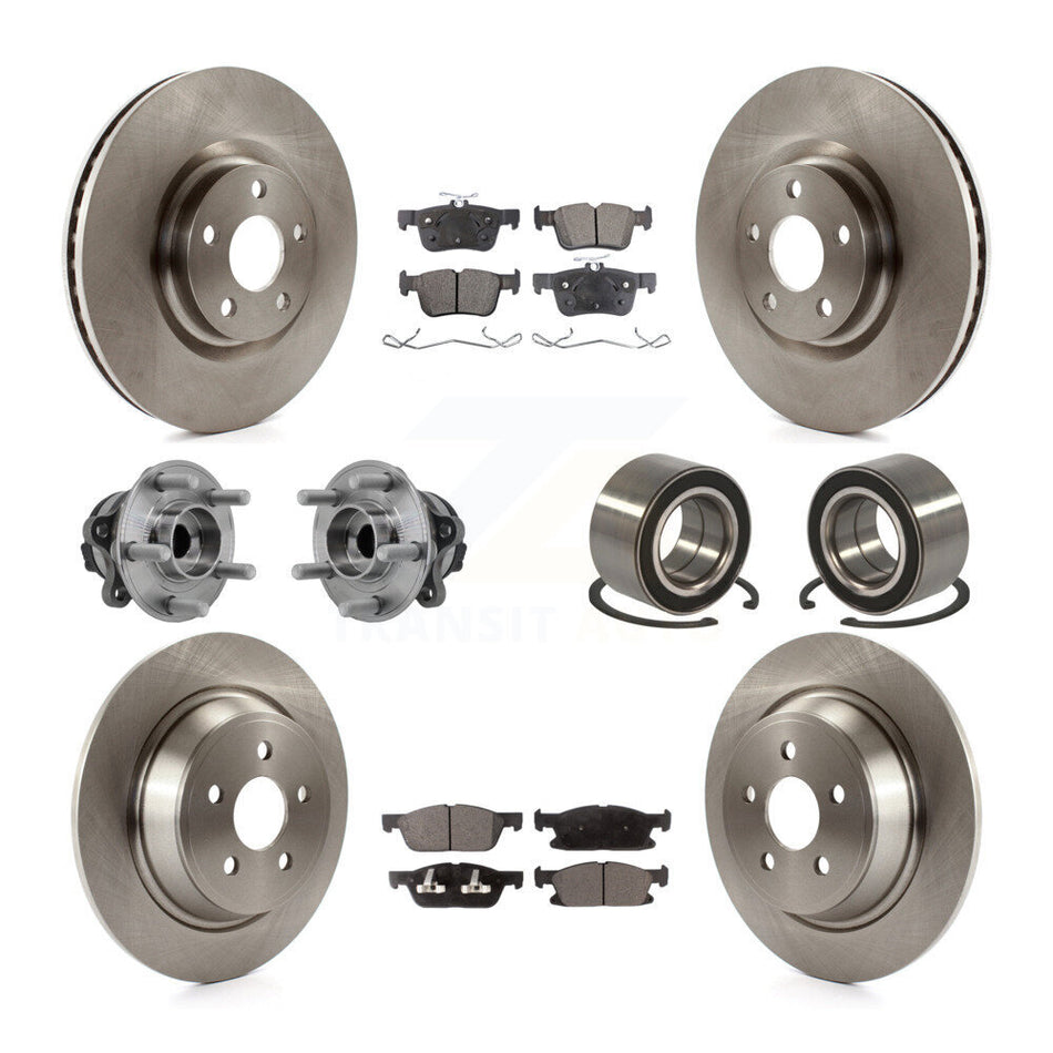 Front Rear Wheel Hub Bearing Disc Brake Rotors And Pads Kit (10Pc) For 2015 Ford Edge FWD KBB-126556