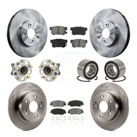 Front Rear Hub Bearing Disc Brake Rotor And Semi-Metallic Pad Kit (10Pc) For Honda Accord KBB-126558