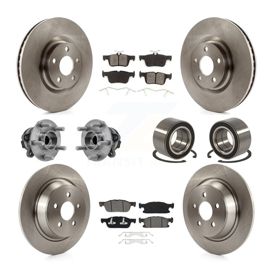 Front Rear Wheel Hub Bearing Disc Brake Rotors And Pads Kit (10Pc) For 2015 Ford Edge FWD KBB-126563
