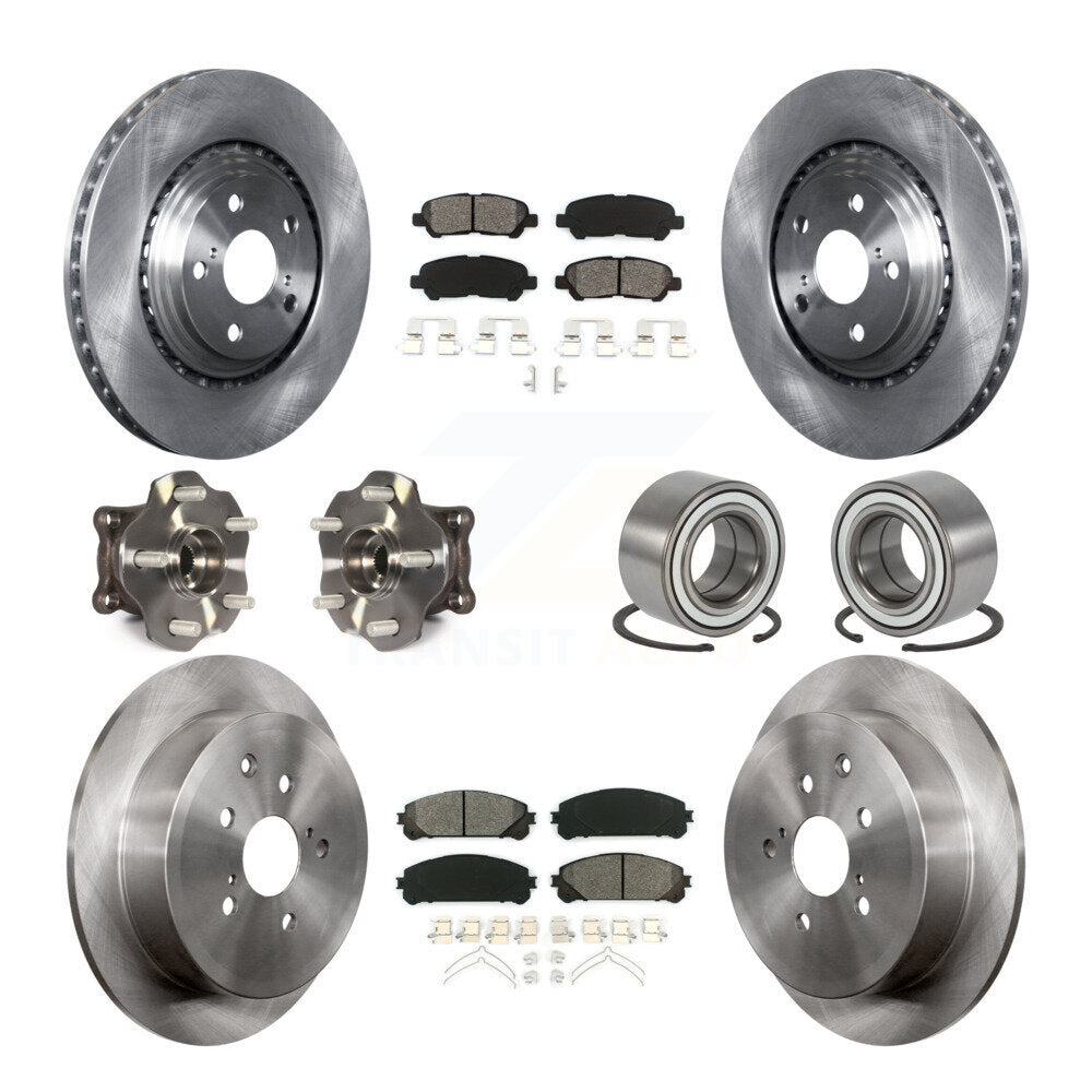 Front Rear Hub Bearing Assembly Disc Brake Rotor And Pad Kit (10Pc) For Toyota Highlander KBB-126564