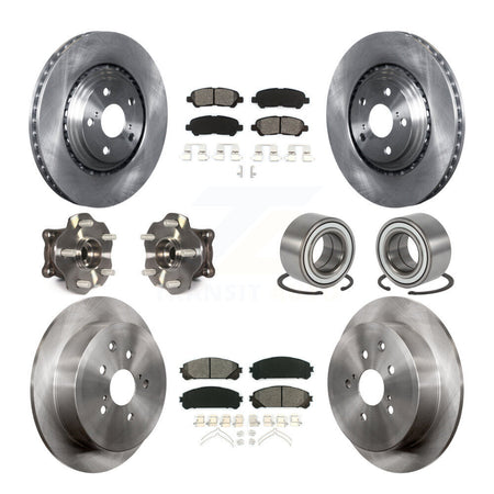 Front Rear Hub Bearing Assembly Disc Brake Rotor And Pad Kit (10Pc) For Toyota Highlander KBB-126564