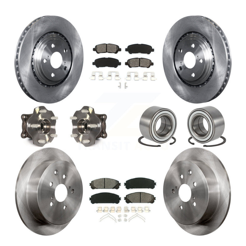 Front Rear Hub Bearing Assembly Disc Brake Rotor And Pad Kit (10Pc) For Toyota Highlander KBB-126564