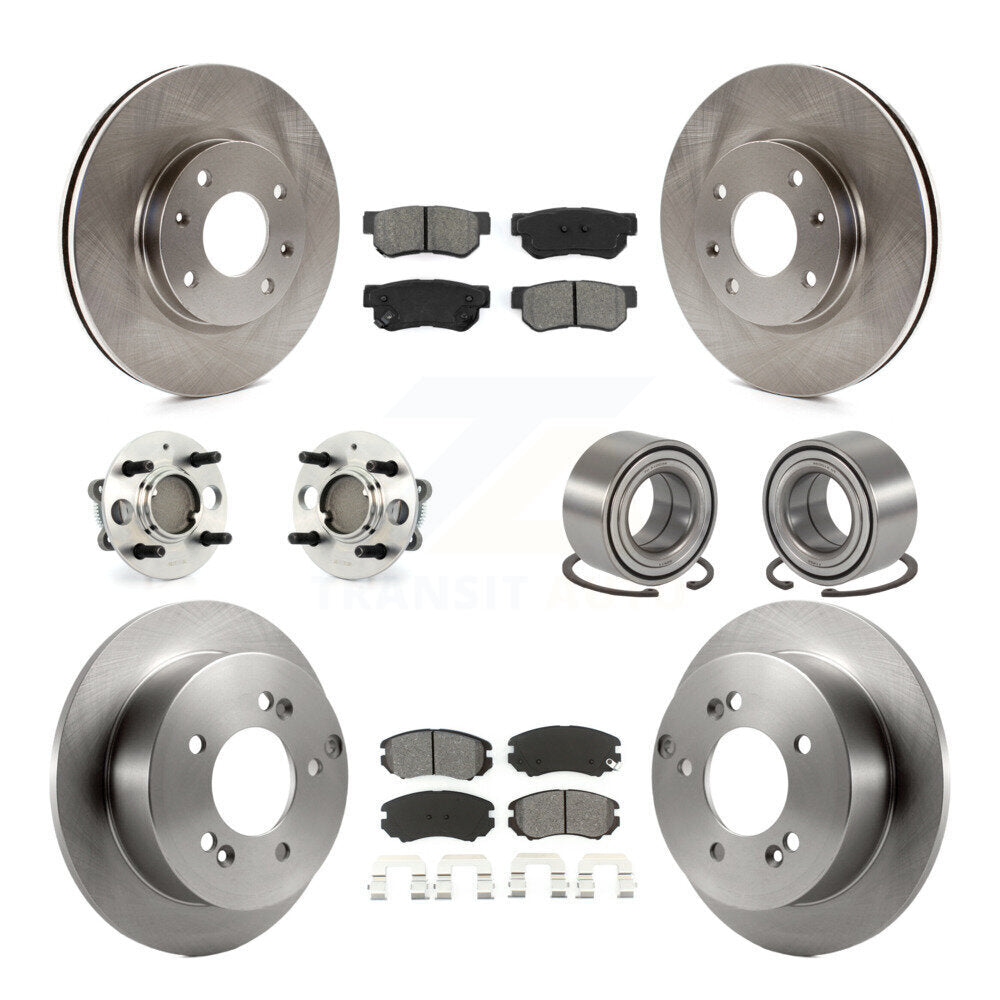 Front Rear Hub Bearing Brake Rotor Pad Kit (10Pc) For Kia Magentis 4-Wheel ABS From 10 05 KBB-126569