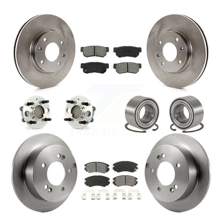 Front Rear Hub Bearing Brake Rotor Pad Kit (10Pc) For Kia Magentis 4-Wheel ABS From 10 05 KBB-126569