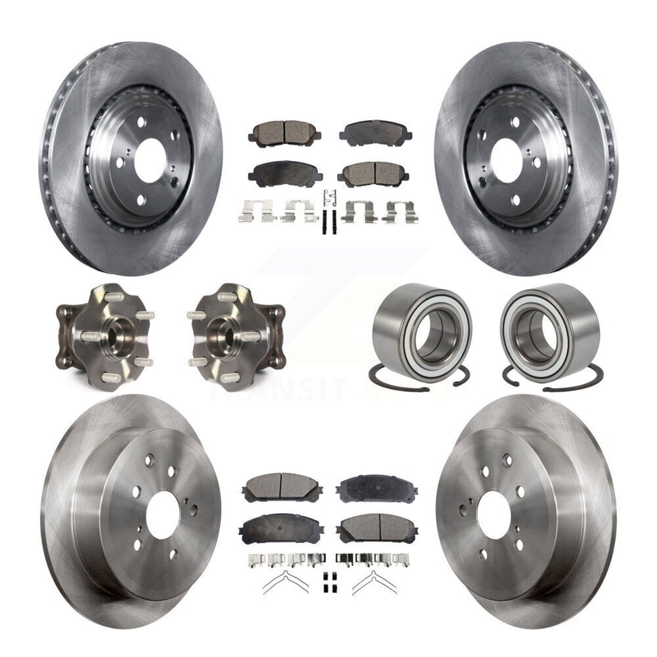 Front Rear Hub Bearing Disc Brake Rotor And Ceramic Pads Kit (10Pc) For Toyota Highlander KBB-126572