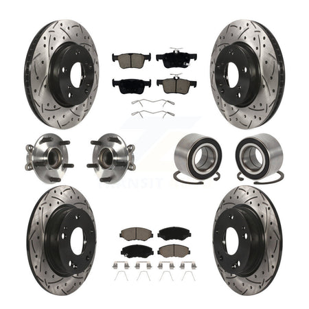 Front Rear Hub Bearing Coated Disc Brake Rotor And Ceramic Pad Kit (10Pc) For Honda Civic KBB-126588